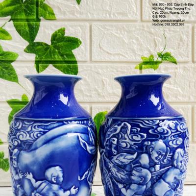 CẶP BÌNH ĐẮP NỔI NGŨ PHÚC TRƯỜNG THỌ